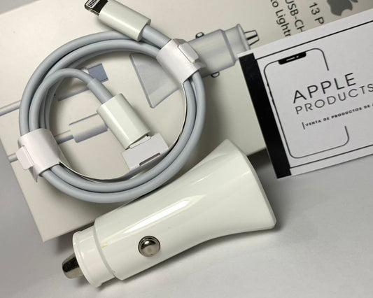 Cargador de carga rápida para automóvil estilo Apple con puerto USB-C y cable Lightning o Tipo C – Apple Products