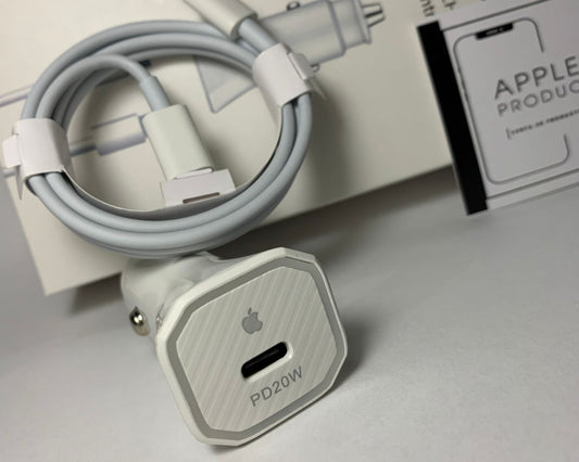 Cargador de carga rápida para automóvil estilo Apple con puerto USB-C y cable Lightning o Tipo C – Apple Products